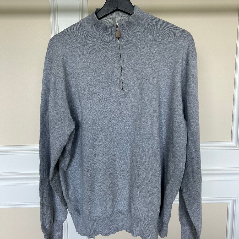 Peter Millar Men's Gray 1/4 Zip Pullover Sweater Cashmere Silk Blend Medium